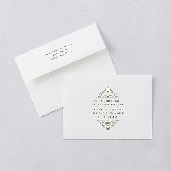 Indian Painted Henna Wedding Invitations Scottish Green Signature Blank No Standard