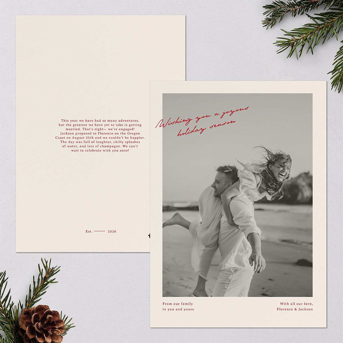 Vintage Film Holiday Holiday Cards Ruby Signature Blank Portrait Standard