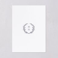 Monogram Branches Wedding Invitations Regency Blue Signature Blank No Standard