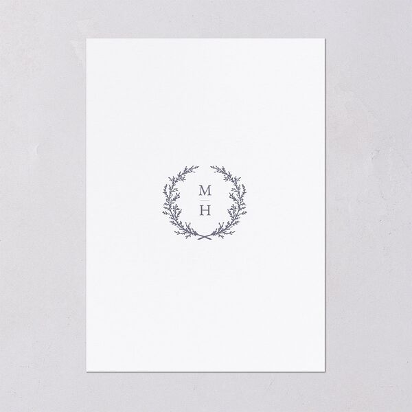 Monogram Branches Wedding Invitations Regency Blue Signature Blank No Standard