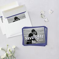 Retro Photo Postcard Inspired Save The Date Magnets Sapphire Magnet Paper