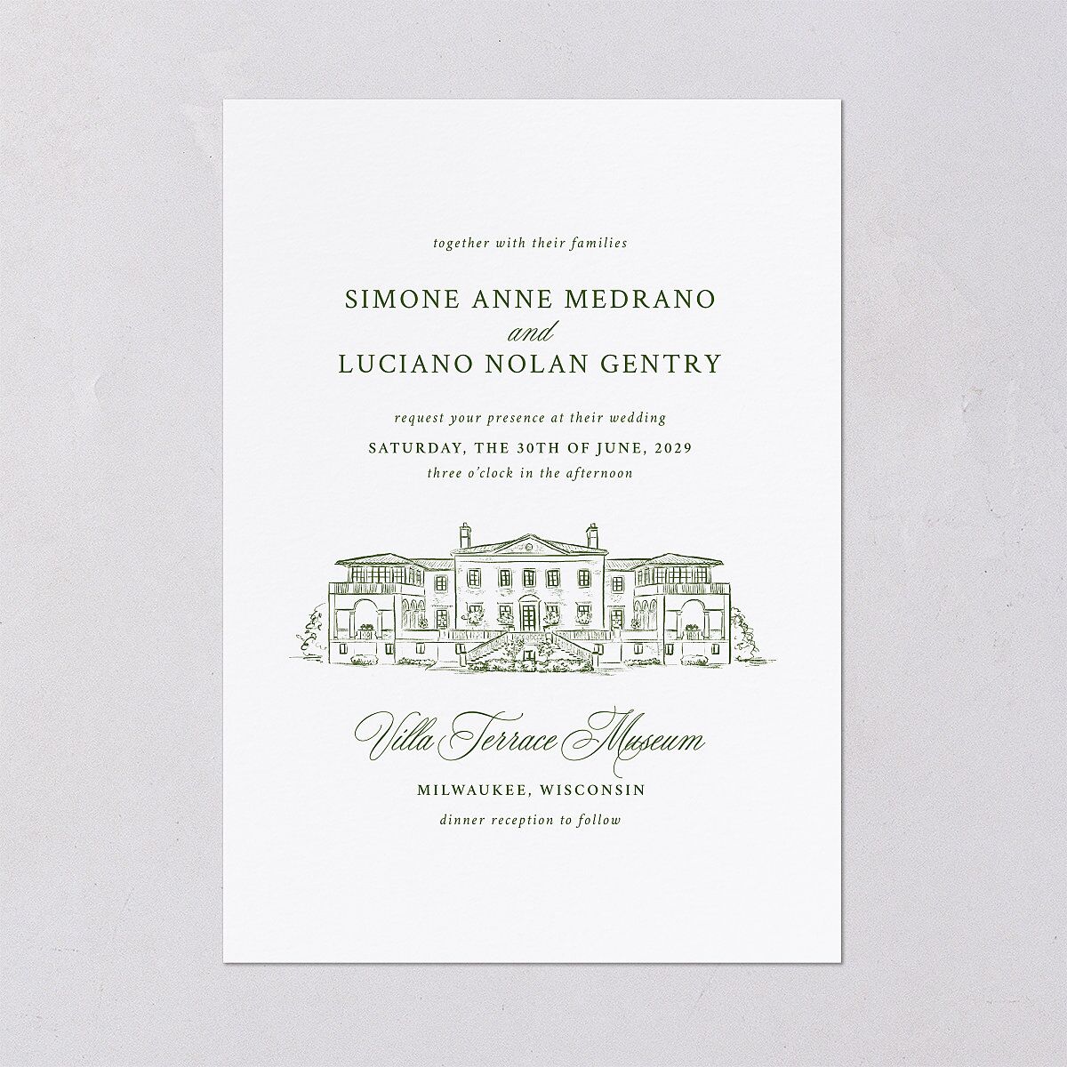 Your Own Classic Italian Venue Wedding Invitations Dark Camo Signature Blank No Standard