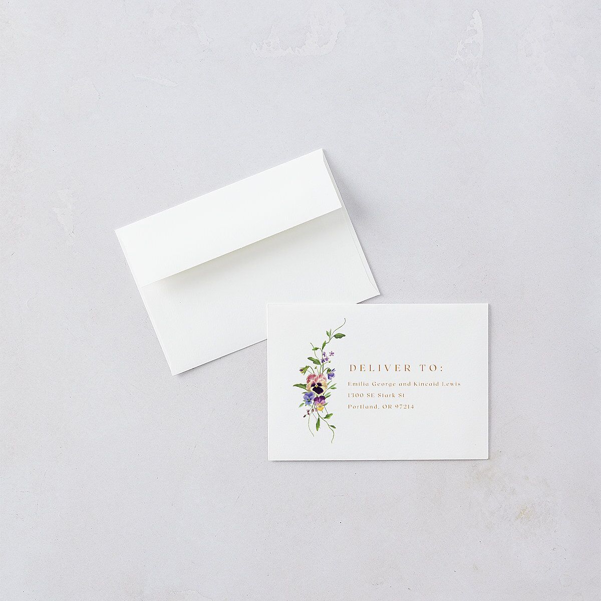 Wild Pansies Wedding Response Cards Rose Gold Signature Standard