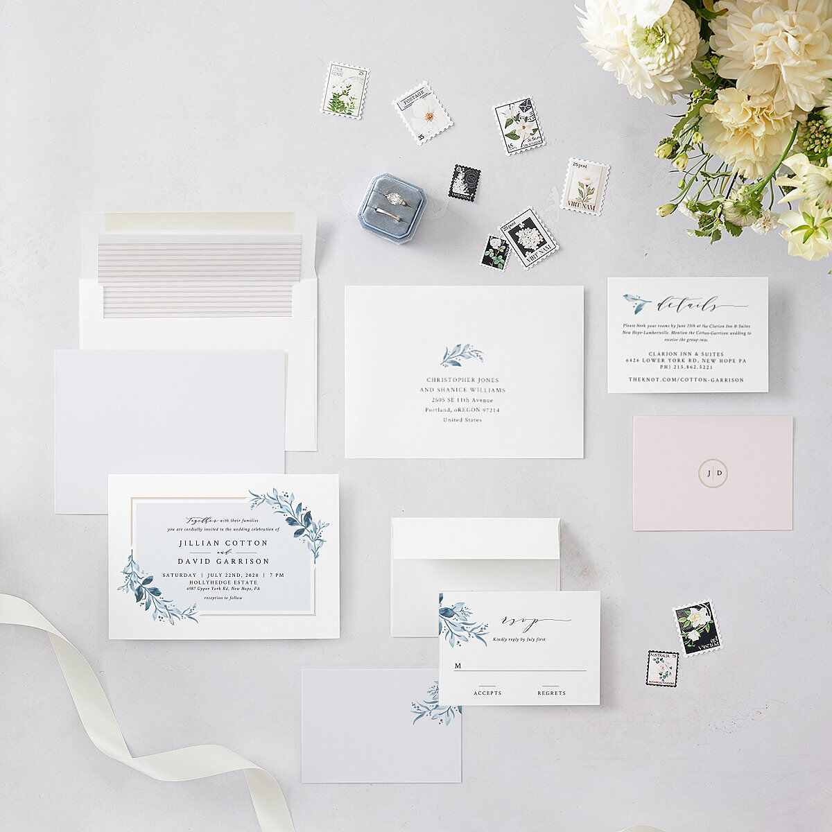 Classic Greenery Wedding Invitations Ocean Signature Blank No Standard