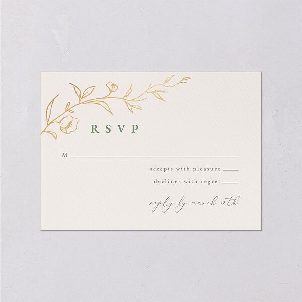 Graceful Botanical Foil Wedding Response Cards Greenery Gold Signature Standard