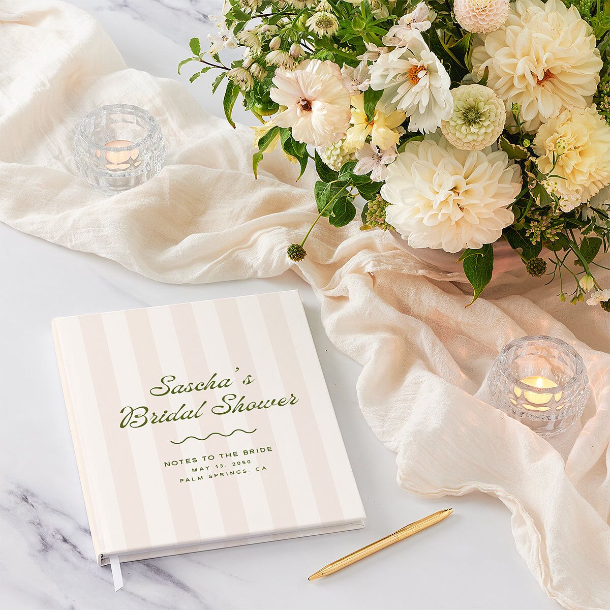 Cabana Stripes Bridal Shower Guest Books Olive