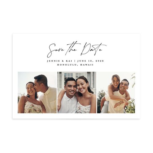 Simple Pampas Save the Date Postcards Pure White