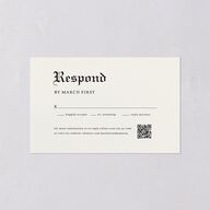 Minimalist Gothic Photo All-in-One Wedding Invitations Ivory Signature Light Both Recipient and Return Addresses No