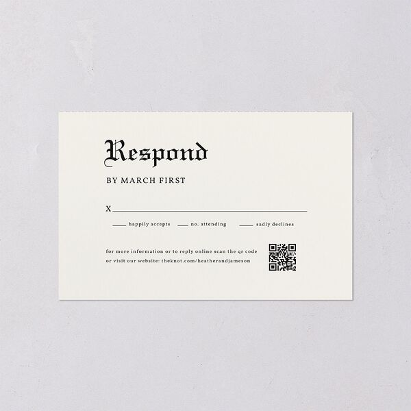 Minimalist Gothic Photo All-in-One Wedding Invitations Ivory Signature Light Both Recipient and Return Addresses No