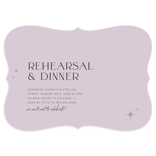 Starry Photo Rehearsal Dinner Invitations Purple Haze Signature Blank Bracket