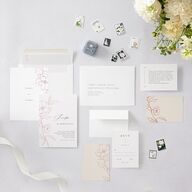 Floral Sketch Wedding Invitations Off-White Signature Blank No Standard