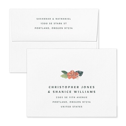Vintage Hawaiian Island Save the Date Magnet Envelopes White Eucalyptus Both Recipient and Return Addresses Signature Standard