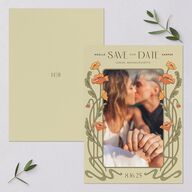Vintage Nouveau Save The Date Cards Pear Signature smooth Blank No Standard