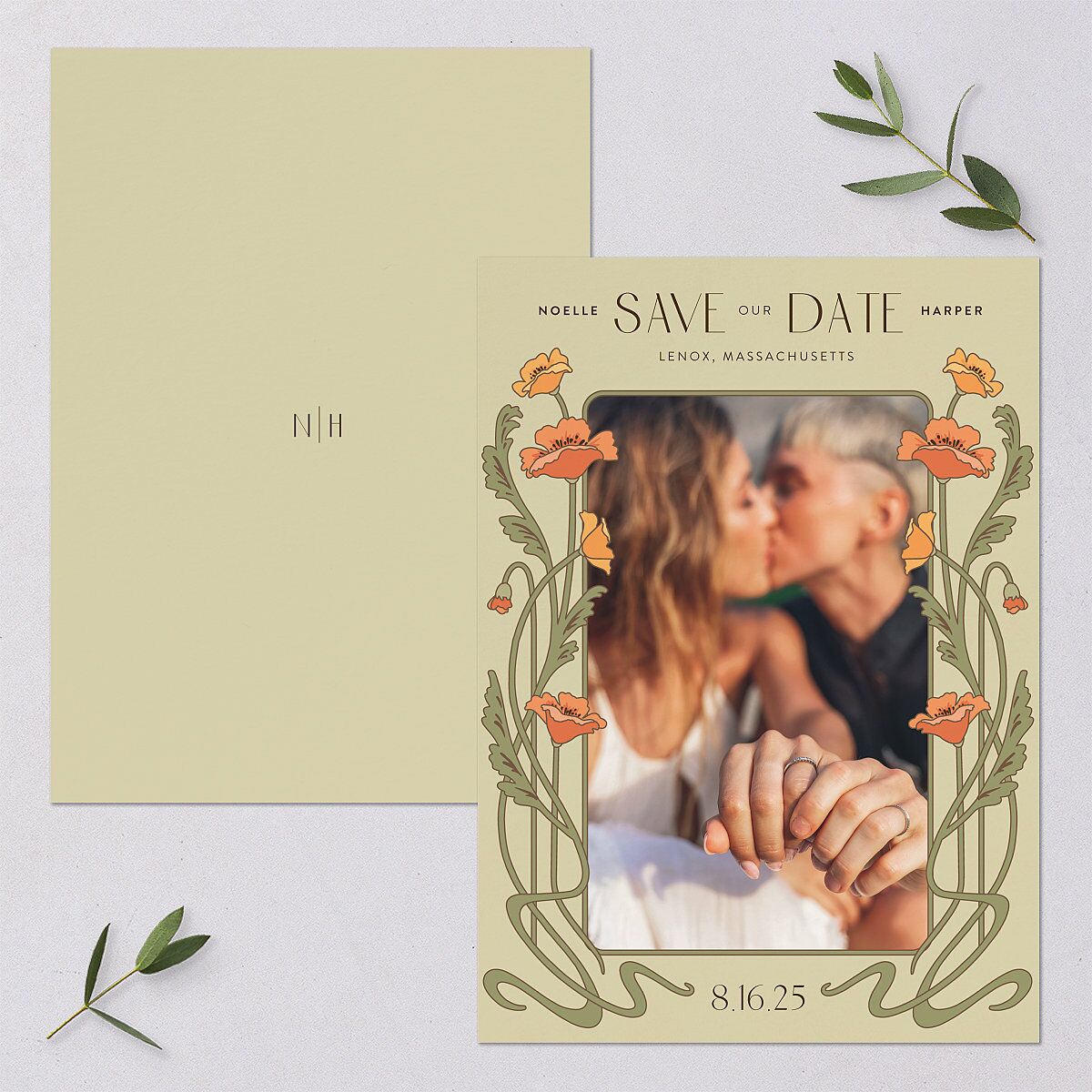 Vintage Nouveau Save The Date Cards — view 1