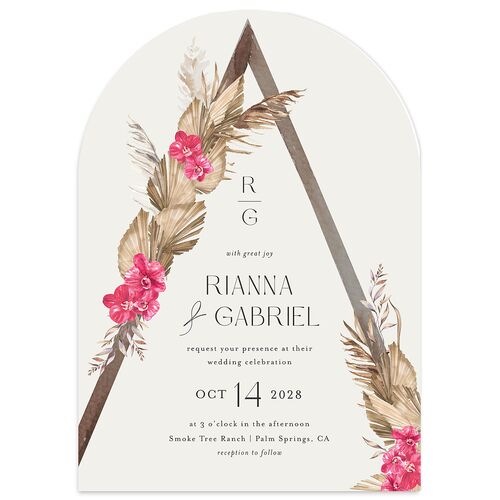 Bohemian Altar Wedding Invitations Rose Pink Signature Blank No Arch