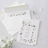 Elegant Anemone Wedding Invitations Ice Blue Signature Blank No Standard