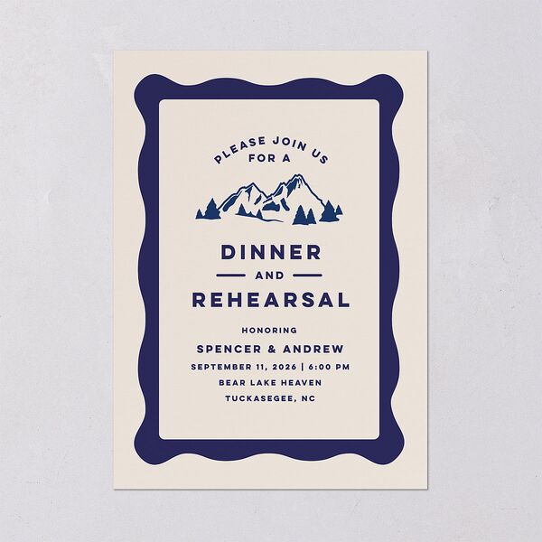 Adventure Icon Rehearsal Dinner Invitations Navy Signature Blank Standard