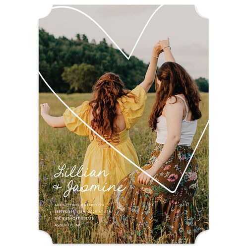 Hand Drawn Heart Photo Wedding Invitations Moss Signature Blank No Ticket