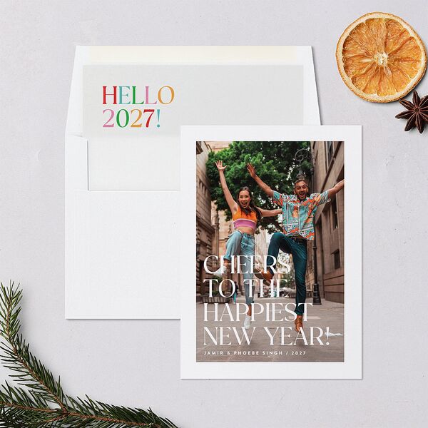 Big Cheers Holiday Cards Pure White Signature Blank Standard Portrait