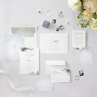 Muted Floral Wedding Invitations  Dusty Blue Signature Blank No Standard