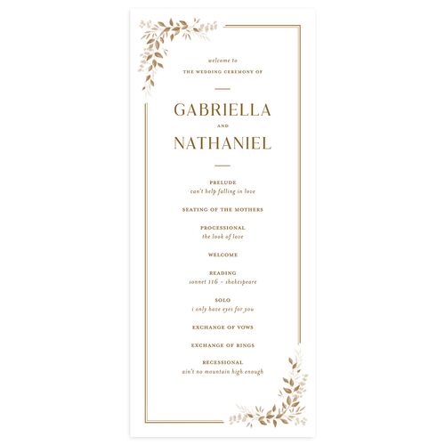 Greenery Frame Wedding Programs Tan Signature