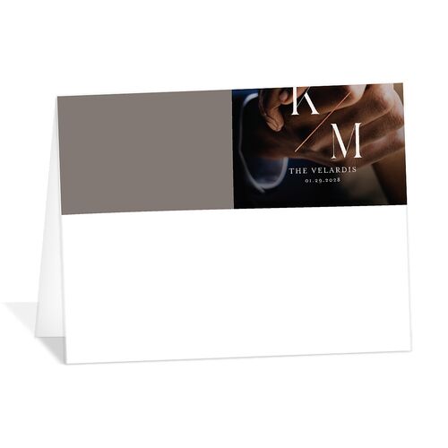 Monogram Slant Foil Thank You Cards Rose Gold Champagne