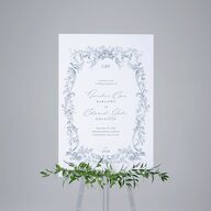 Antique Victorian Botanical Standard Welcome Sign Large Dusty Blue Standard Indoor Foam Core L Welcome