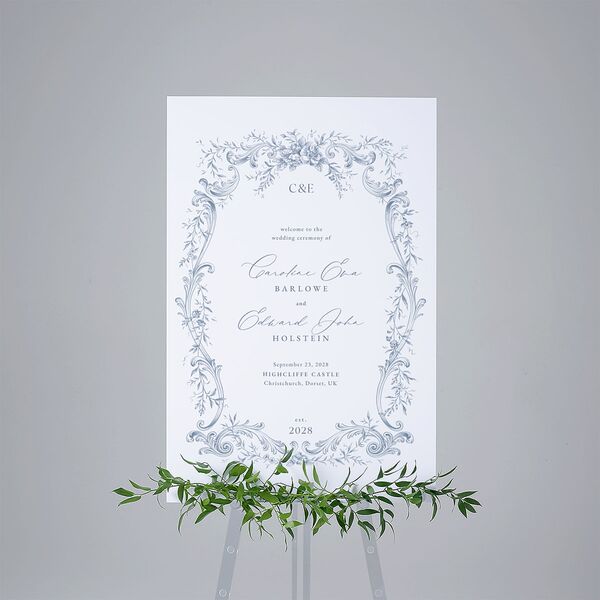 Antique Victorian Botanical Standard Welcome Sign Large Dusty Blue Standard Indoor Foam Core L Welcome