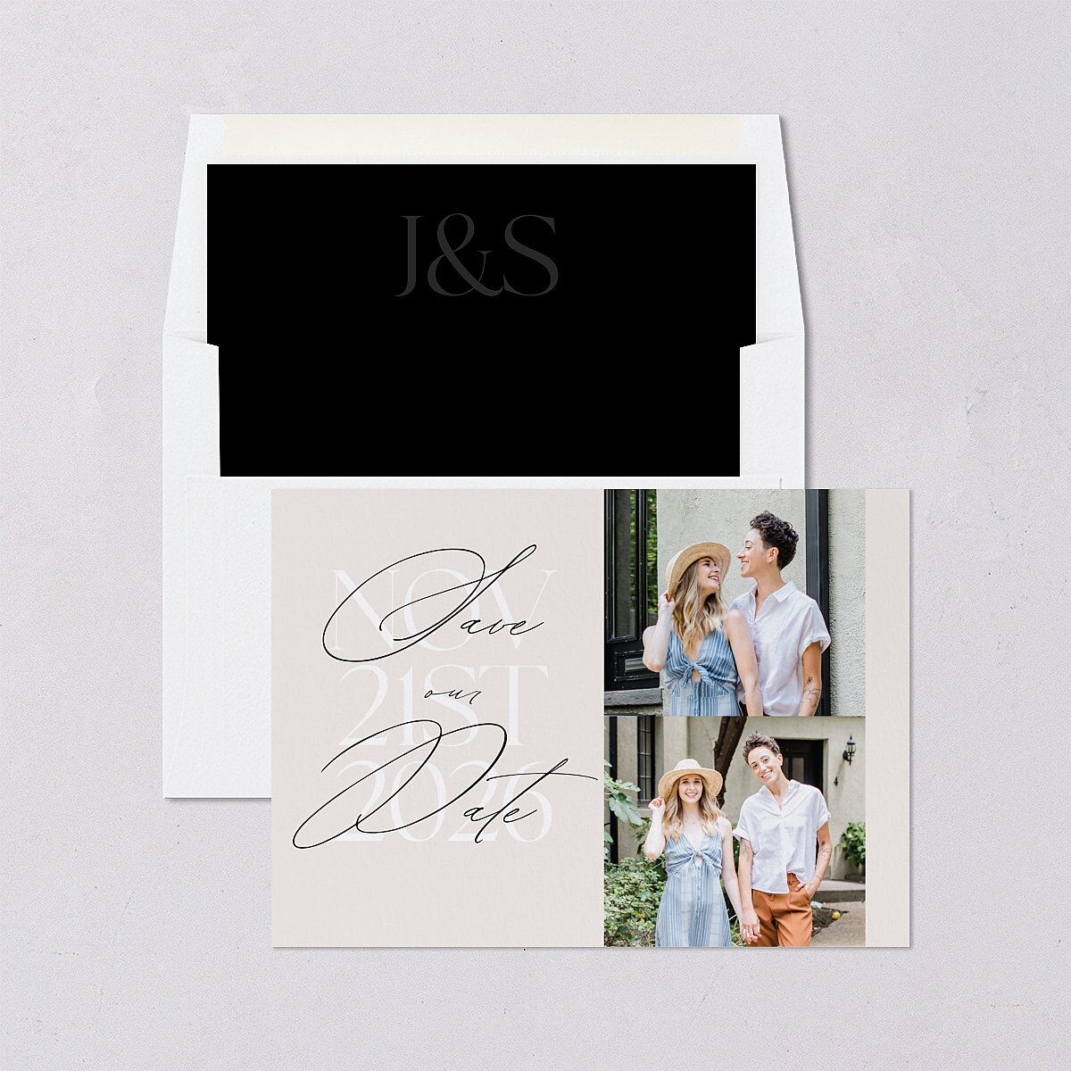 Overlay Save the Date Cards Champagne Signature smooth Blank No Standard