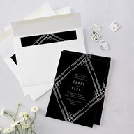 Diamond Deco Wedding Invitations Silver Licorice Signature Blank No Standard