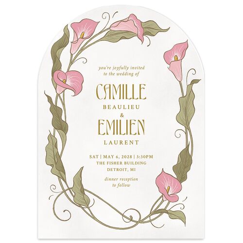 Calla Lily Nouveau Wedding Invitations Lily Signature Blank No Arch