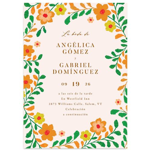 Mexican Bordados Florales Wedding Invitations Cinnamon Signature Blank No Standard