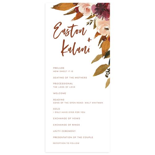 Fall Foliage Wedding Programs Dusty Rose Signature