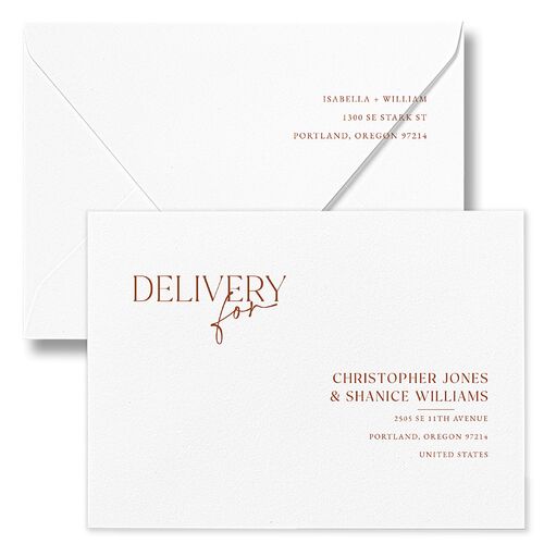 Nothing Fancy Wedding Invitation Euro Envelopes White Peony Both Recipient and Return Addresses Luxe Signature