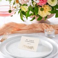 Rose Garden Crest Place Cards by Bridgerton Gold Taupe Signature