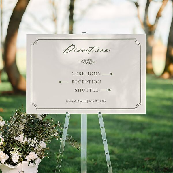 Vintage Botanical Sketch Standard Direction Sign Large Dark Camo Standard Indoor Foam Core L Direction