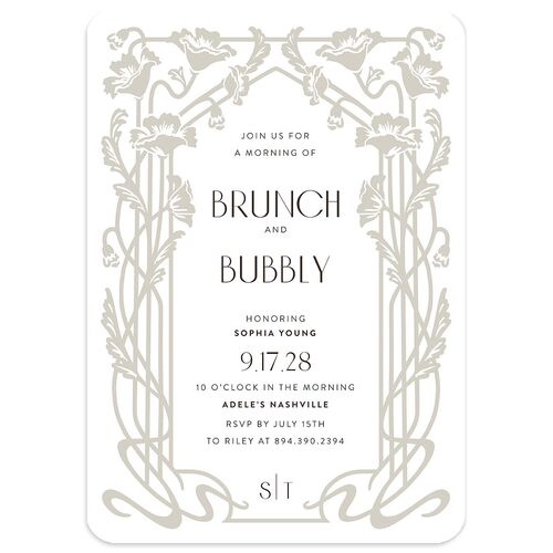 Gilded Nouveau Bridal Shower Invitations Pure White Signature Blank Rounded