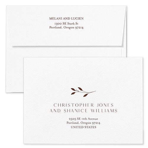 Gilded Sprigs Wedding Invitation Envelopes Terracotta Copper Return Address Standard Signature