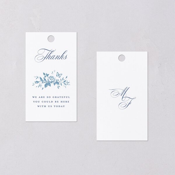 Elegant Rose Crest Favor Gift Tags Sapphire Signature