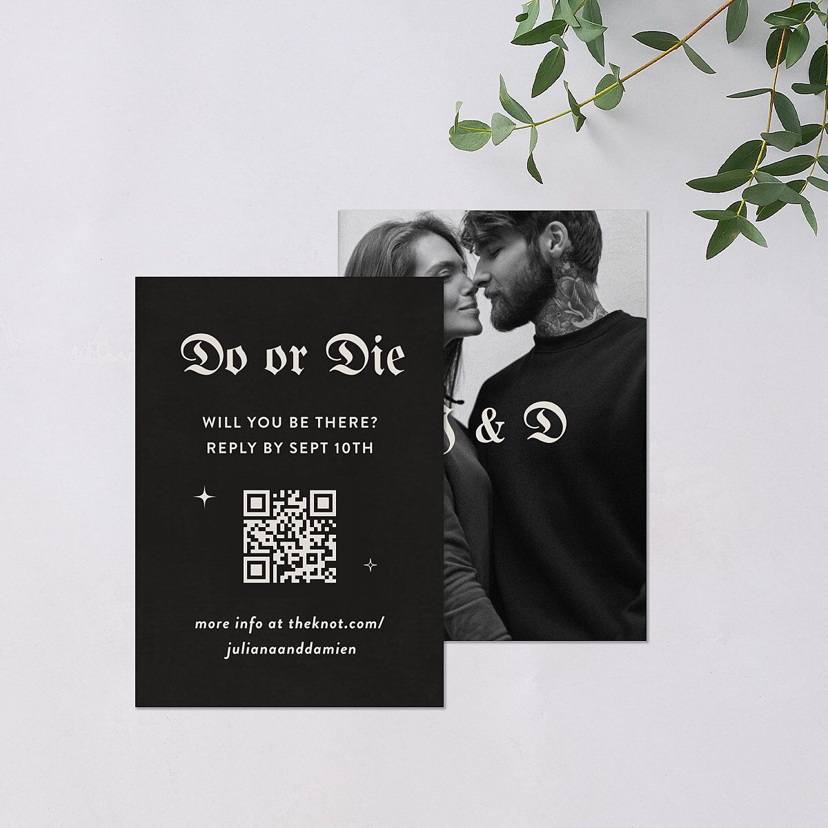 Moody Gothic Rose QR Code RSVP Cards Midnight Signature Standard