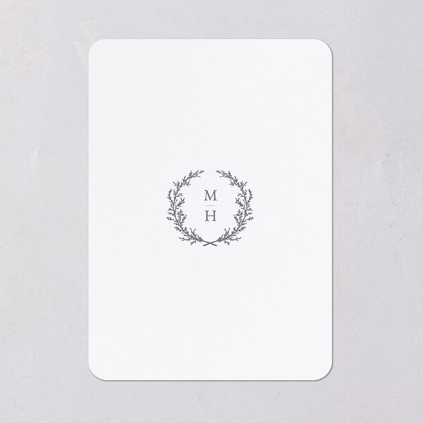 Monogram Branches Botanical Wedding Invitations Regency Blue Signature Blank No Rounded