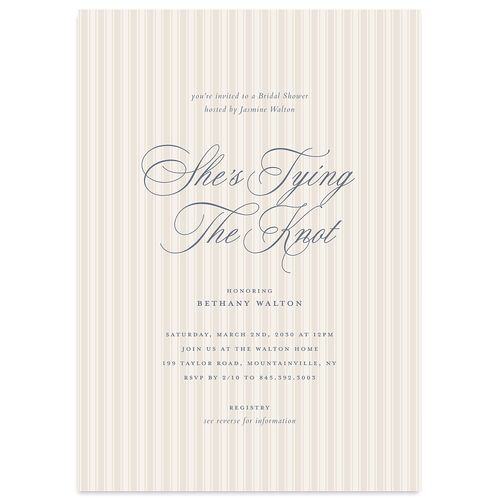 Vintage Oval Monogram Bridal Shower Invitations Dusty Blue Signature Blank Standard