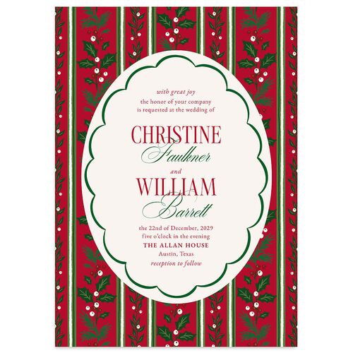 Elegant Vintage Christmas Wedding Invitations Jewel Red Signature Blank No Standard