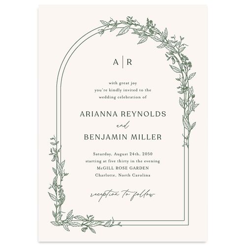 Botanical Arch Wedding Invitations Hunter Green Signature Blank No Standard