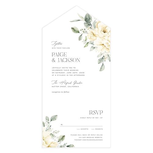 Elegant Pastel Floral All-in-One Wedding Invitations Daffodil Signature Light Both Recipient and Return Addresses No