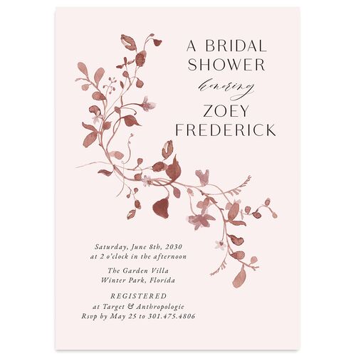 Curved Garland Bridal Shower Invitations Peony Signature Blank Standard