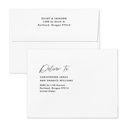 Scripted Arch Save the Date Magnet Envelopes Pure White Rose Recipient Address Signature Standard