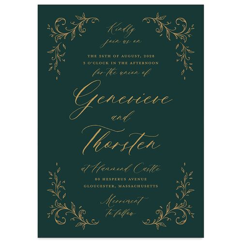 Dark Vintage Fantasy Wedding Invitations Dark Emerald Signature Blank No