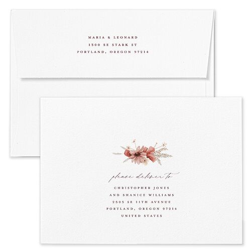 Bohemian Garden Wedding Invitation Envelopes Kraft Maroon Recipient Address Standard Signature