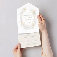 Butterfly Botanical All-in-One Wedding Invitations Pure White Signature Light Both Recipient and Return Addresses No